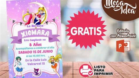 Invitacion De Sailor Moon Gratis Para Editar Sailor Moon Powerpoint