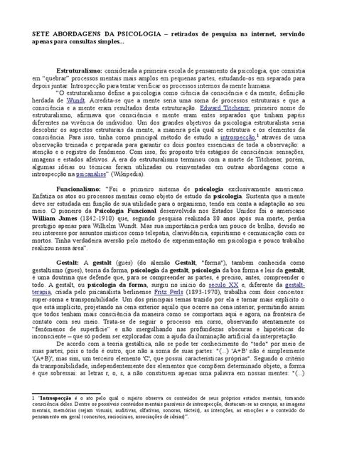 As 7 Grandes Abordagens Da Psicologia Download Grátis Pdf