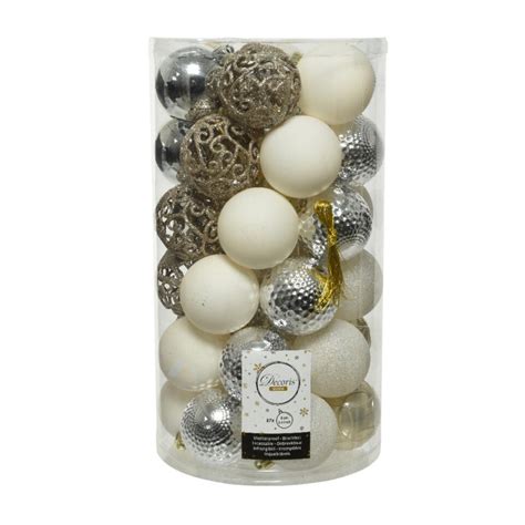 Decoris Kerstballen 37 Stuks Zilver Parel Wit 6 Cm Leen Bakker