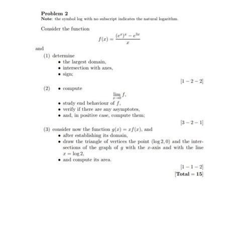 Solved Problem 2 Note The Symbol Log With No Subscript Chegg