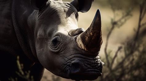 Premium AI Image | A rhino with a horn in the wild