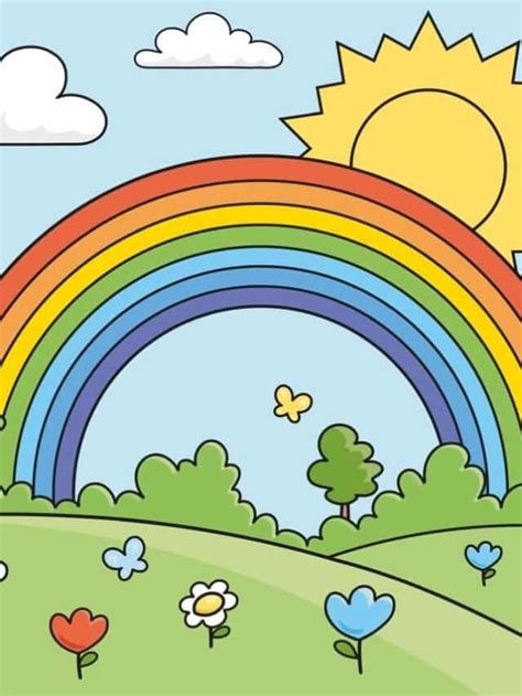 Easy Rainbow for Kids Step-by-Step Tutorial - Easy Drawing Guides