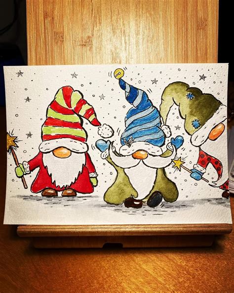 Christmas Gnome Watercolor Painting