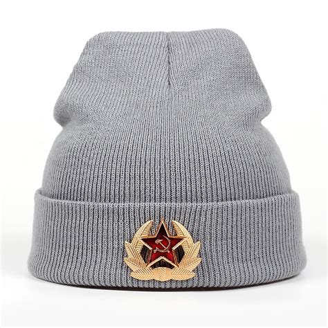 Winter Hat Brand Russian National Emblem Knitted Beanie Hats For Men