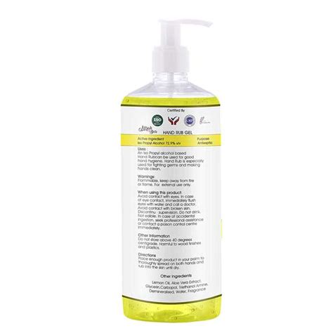 Buy Mirah Belle Lemon Hand Rub Sanitizer With Vitamin E 500 Ml Online