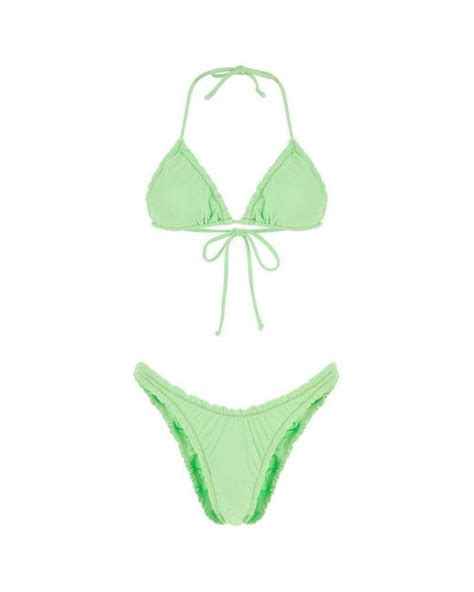 Reina Olga Guia Scrunch Detailed Triangle Bikini Set In Green Lyst