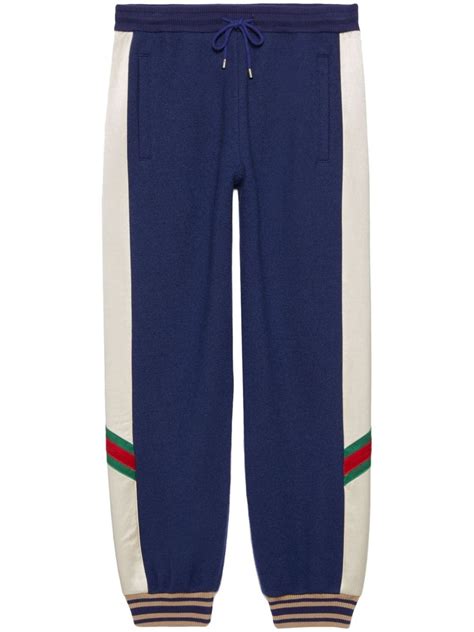 Gucci Striped Drawstring Track Pants Blue Farfetch