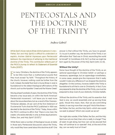 Pentecostals And The Trinity On The Paocs Refreshed Statement Of