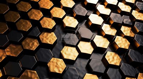 Gorgeous Black Hexagonal Tiles With Stunning Golden Shiny Patterns