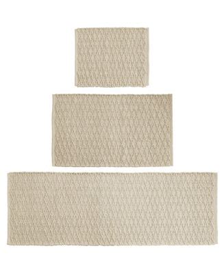 mDesign Cotton Bathroom Spa Mat Rugs/Runner, Diamond Design, Set of 3 ...