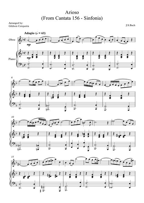 Arioso From Cantata 156 Sinfonia Arr Gildson Cerqueira Sheet