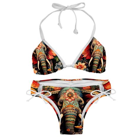 Elephant Detachable Sponge Adjustable Strap Bikini Set Two Pack Beach