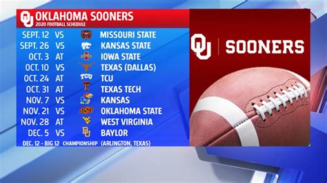 Ou Football Printable Schedule