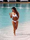 Nadia Forde In White And Pink Bikini Poolside