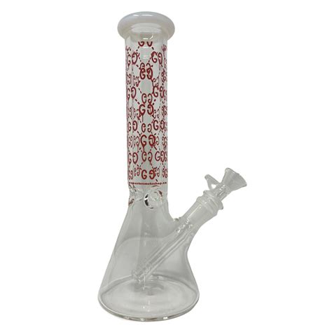 Gucci Themed Glass Bong - White - 10 Inch