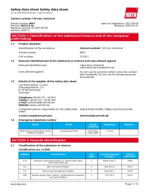 Fillable Online Safety Data Sheets Chemicals Fax Email Print PdfFiller