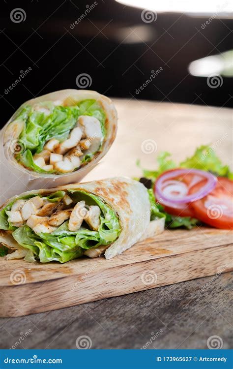 Wrap Chicken or Tasty Kebab with Vegetables Stock Image - Image of eating, fajita: 173965627