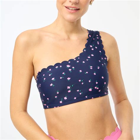 J Crew Printed Scalloped One Shoulder Bikini Top Hamilton Place