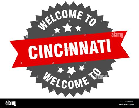 Cincinnati Sign Welcome To Cincinnati Red Sticker Stock Vector Image