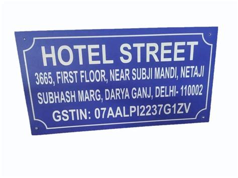 Blue Base Standard 5mm Stainless Steel Nameplate Wall Mounted Grade