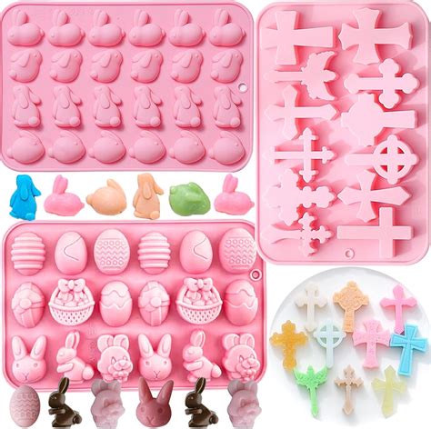 3 Pcs Easter Silicone Molds For Baking Easter Bunny Candy Mold Easter Egg Silicone