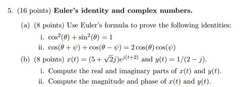 Solved Points Euler S Identity And Complex Numbers A Chegg