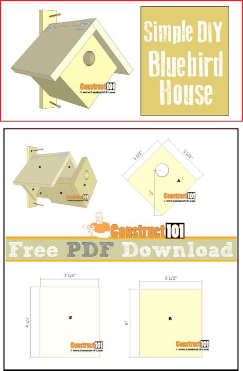 Simple Bluebird House - PDF Download - Construct101