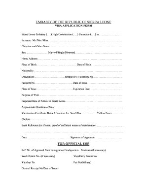 Fillable Online Embassy Of The Republic Of Sierra Leone Fax Email Print