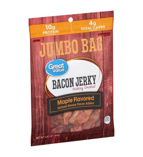 Great Value Hickory Smoked Maple Flavored Bacon Jerky Jumbo Bag Oz