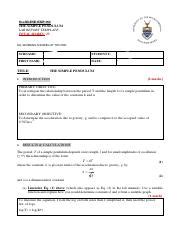 The Simple Pendulum Lab Report: Investigating the Relationship | Course ...