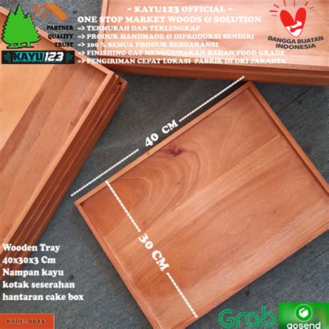 Jual Nampan Kayu 40x30x3CM Wooden Tray Nampan Saji Kotak Full Kayu