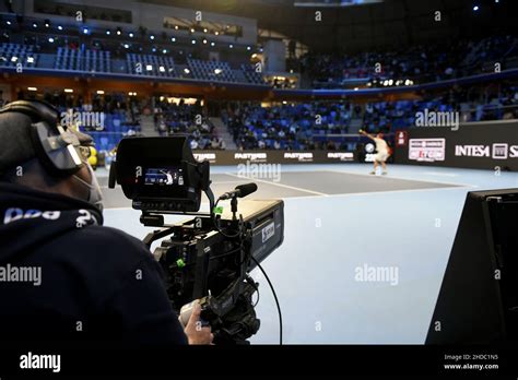 Cameraman Filming A Tennis Match Of The Next Gen Atp Finals At The