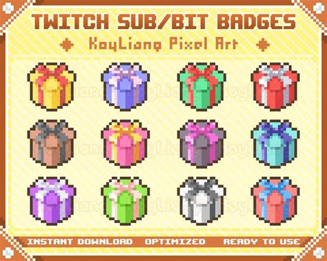 Twitch Bit Badges In Cute Pixel Style For Streamer Gift Boxes Etsy