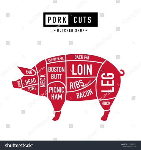 Cuts Pork Meat Diagram Scheme Poster Stock Vector (Royalty Free ...