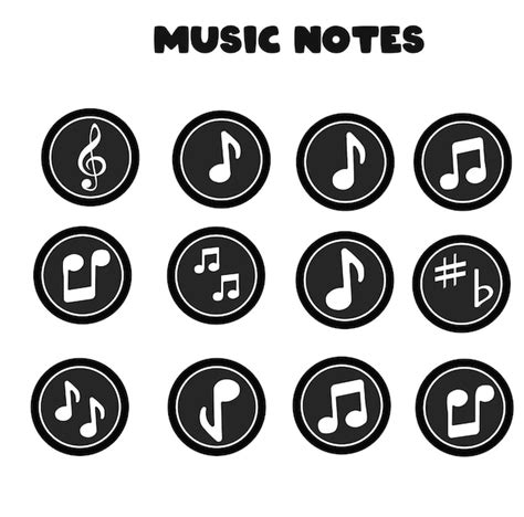 Conjunto De Vetores Planos De Notas Musicais Isolado Melodia De Música Ou Ilustração Vetorial De