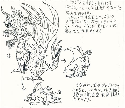 Bagan artwork for The Resurrection of Godzilla (1980) | Godzilla, Humanoid sketch, Artwork