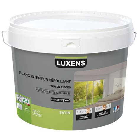 Peinture Blanc Mur Plafond Et Boiserie Dépolluante Luxens Satin 10