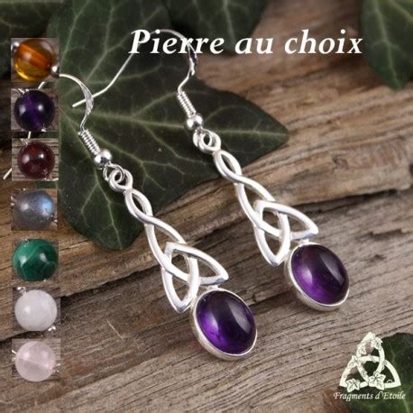 Boucles D Oreilles Elfiques Et Celtiques En Argent Et Pierre Naturelle