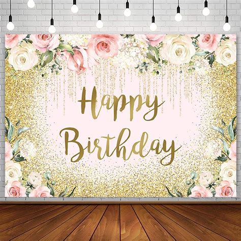 Amazon SENDY 8x6ft Happy Birthday Backdrop Gold Glitter Birthday