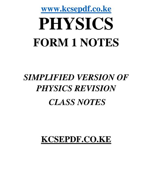 SOLUTION Form 1 Physics Notes Studypool