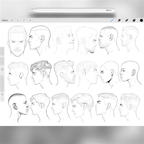 Artstation 100 Procreate Male Head Stamps Part 5 Procreate Men