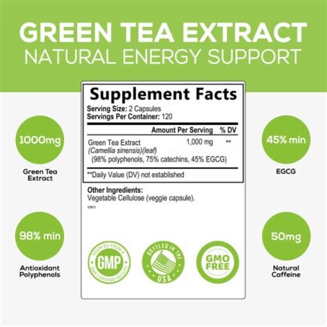 Green Tea Extract Capsules 1000mg 98 Standardized Egcg 3x Strength