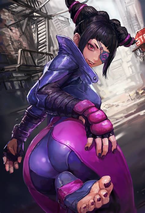 Miche Han Juri Street Fighter Street Fighter V Highres Girl Alley Ass Bent Over Blue
