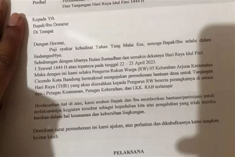 Viral Beredar Proposal Rw Minta Uang Ketupat Dan Thr Di Kota Bandung