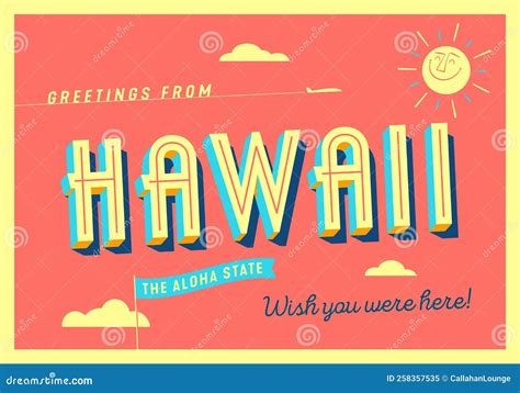 Greetings from Hawaii, USA - the Aloha State - Touristic Postcard - EPS ...