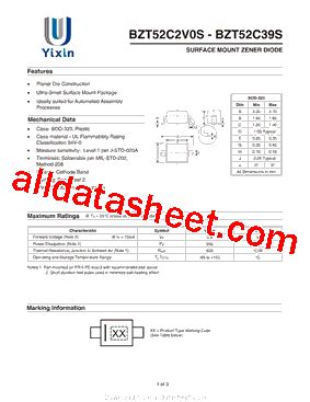 BZT52C30S Datasheet PDF Shenzhen Yixinwei Technology Co Ltd