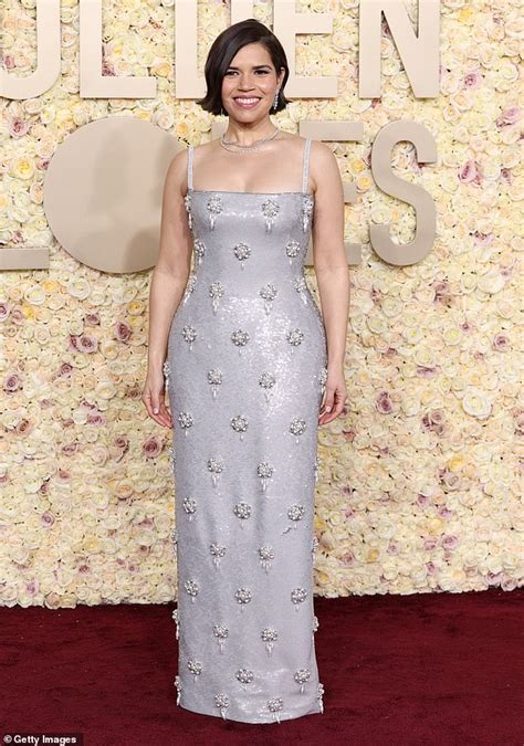 Golden Globes 2024 America Ferrera Dazzles In A Figure Hugging Silver