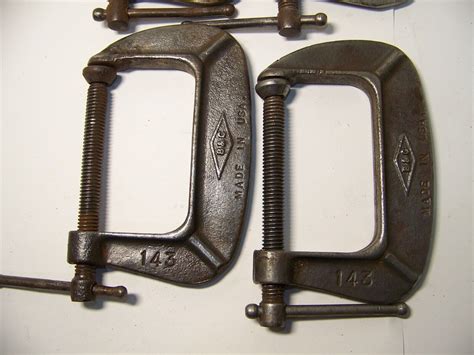 4 Vintage C Clamp 3 Malleable Iron Made In The USA Brink Cotton B C