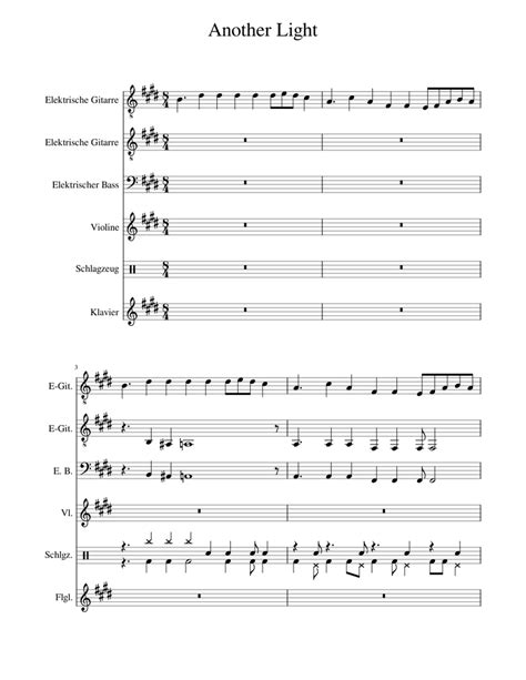 Another Light Red Vox Sheet Music For Piano Violin Guitar Bass Guitar And More Instruments