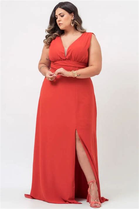 Vestido Longo Plus Size De Festa Em Renda E Tule Vestidos Moda Festa